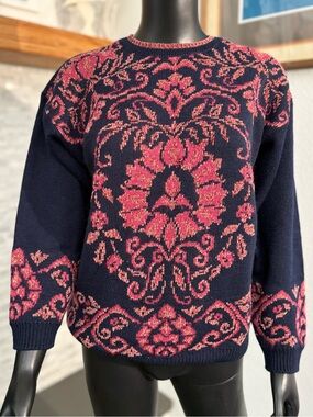 Vintage St Michael damask print knit sweater. Great condition